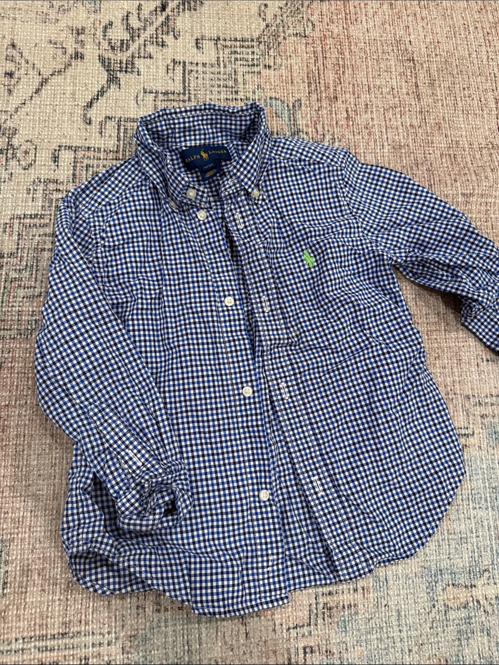 Polo by Ralph Lauren Blue and White Gingham Button-Down Shirt
